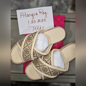 Tory Burch T Monogram Espadrille Slide